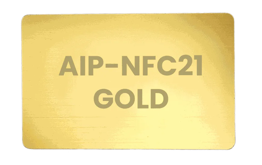 Kit AIP Cards: cartão metálico dourado gravado a laser
